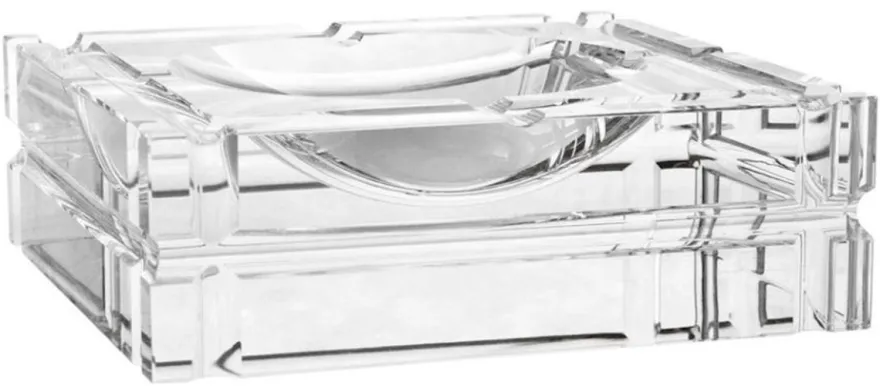 Casa Padrino Designer Kristallglas Aschenbecher 21 x 21 x H. 6,7 cm - Luxus Edition