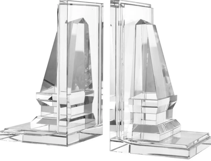 Casa Padrino Designer Kristallglas Buchstützen 2er Set - Luxus Qualität