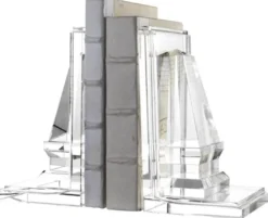 Casa Padrino Designer Kristallglas Buchstützen 2er Set - Luxus Qualität