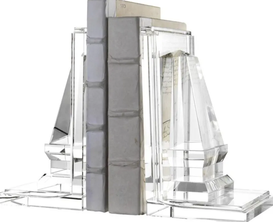Casa Padrino Designer Kristallglas Buchstützen 2er Set - Luxus Qualität