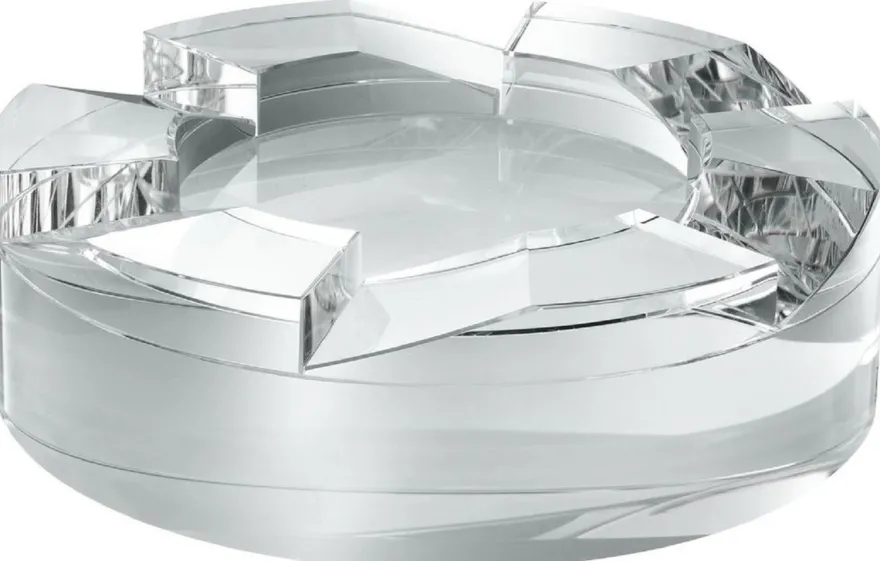 Casa Padrino Designer Kristallglas Schale Ø 24 x H. 7 cm - Runde Deko Schale - Schreibtisch Deko - Luxus Qualität