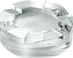 Casa Padrino Designer Kristallglas Schale Ø 24 x H. 7 cm - Runde Deko Schale - Schreibtisch Deko - Luxus Qualität