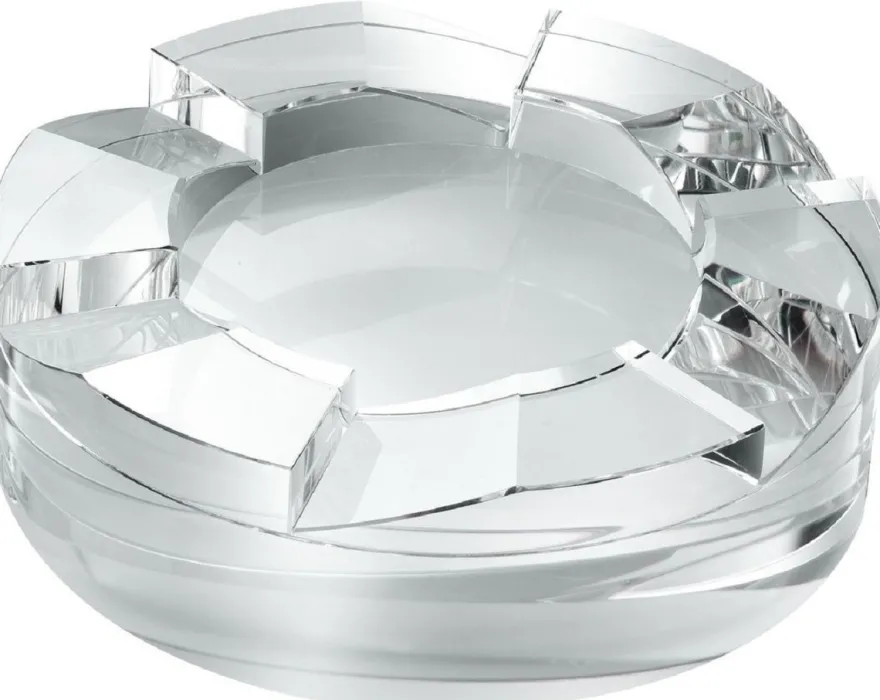 Casa Padrino Designer Kristallglas Schale Ø 24 x H. 7 cm - Runde Deko Schale - Schreibtisch Deko - Luxus Qualität