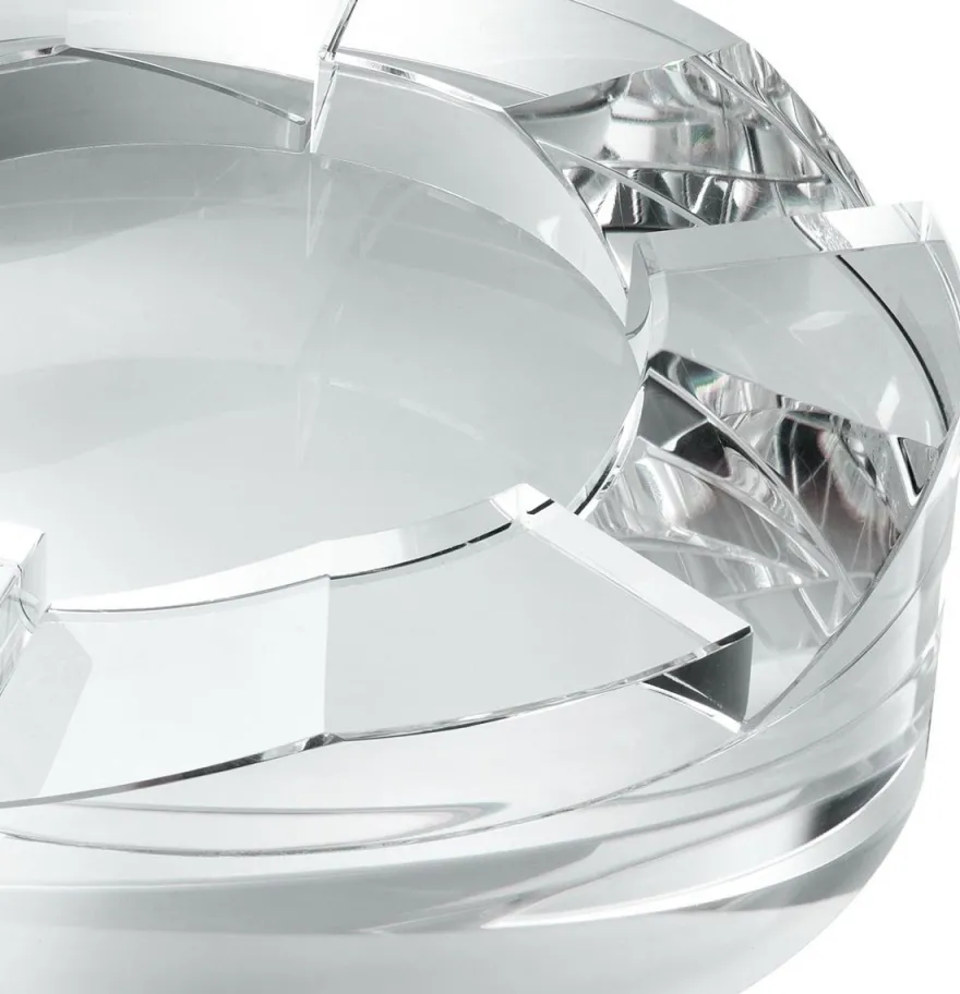 Casa Padrino Designer Kristallglas Schale Ø 24 x H. 7 cm - Runde Deko Schale - Schreibtisch Deko - Luxus Qualität