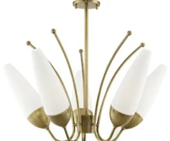 Casa Padrino Designer Kronleuchter Antik Messing / Weiß Ø 69 x H. 43 cm - Moderner Kronleuchter - Luxus Qualität