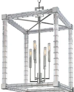 Casa Padrino Designer Kronleuchter Silber 47 x 47 x H. 70 cm - Moderner Luxus Kristallglas Kronleuchter