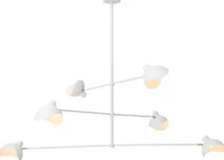 Casa Padrino Designer Kronleuchter Weiß / Antik Messingfarben 180 x 180 x H. 84,5 cm - Eleganter Kronleuchter im 50er Jahre Stil - Luxus Kollektion