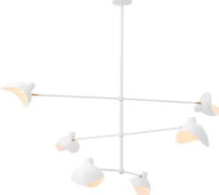 Casa Padrino Designer Kronleuchter Weiß / Antik Messingfarben 180 x 180 x H. 84,5 cm - Eleganter Kronleuchter im 50er Jahre Stil - Luxus Kollektion