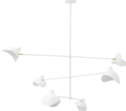 Casa Padrino Designer Kronleuchter Weiß / Antik Messingfarben 180 x 180 x H. 84,5 cm - Eleganter Kronleuchter im 50er Jahre Stil - Luxus Kollektion