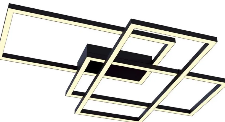 Casa Padrino Designer LED Deckenleuchte Schwarz 78 x 68 x H. 8 cm - Luxus Kollektion