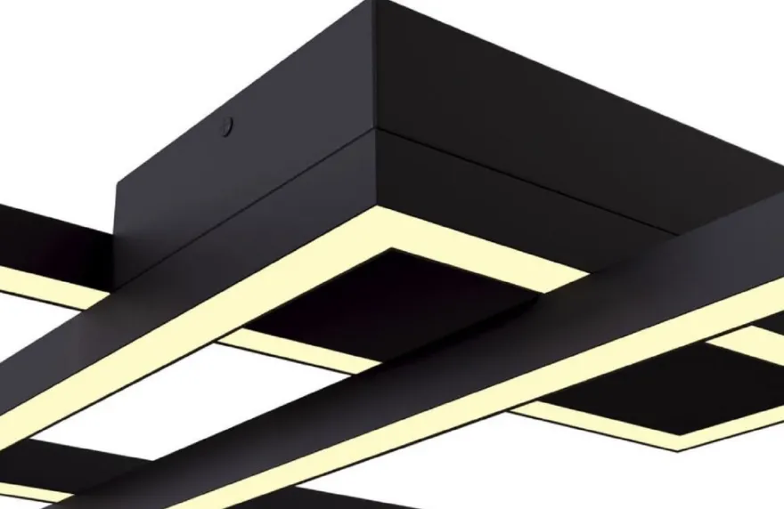 Casa Padrino Designer LED Deckenleuchte Schwarz 78 x 68 x H. 8 cm - Luxus Kollektion