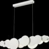 Casa Padrino Designer LED Hängeleuchte Weiß / Silber 82 x 8 x H. 38 cm - Luxus Pendelleuchte