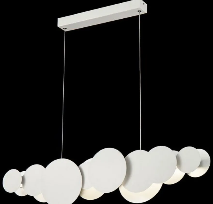 Casa Padrino Designer LED Hängeleuchte Weiß / Silber 82 x 8 x H. 38 cm - Luxus Pendelleuchte