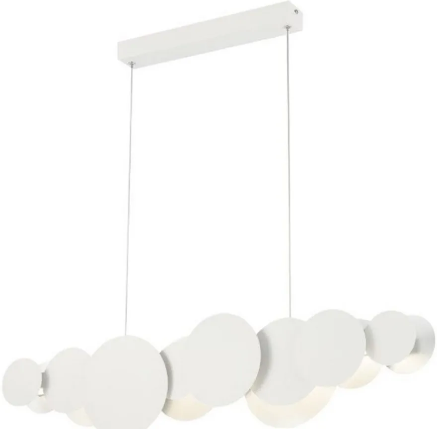 Casa Padrino Designer LED Hängeleuchte Weiß / Silber 82 x 8 x H. 38 cm - Luxus Pendelleuchte