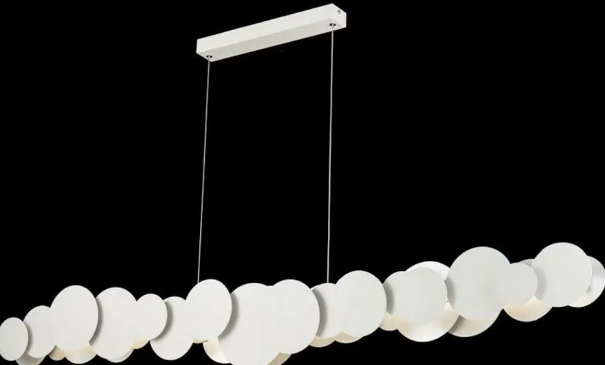 Casa Padrino Designer LED Hängeleuchte Weiß / Silber 150 x 8 x H. 38 cm - Luxus Kollektion