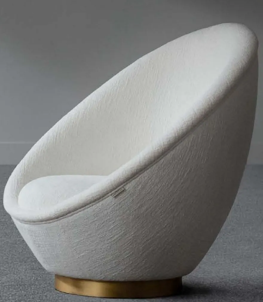 Casa Padrino Designer Lounge Sessel Weiß / Messingfarben 85 x 90 x H. 95 cm - Wohnzimmer Sessel - Hotel Sessel - Luxus Qualität