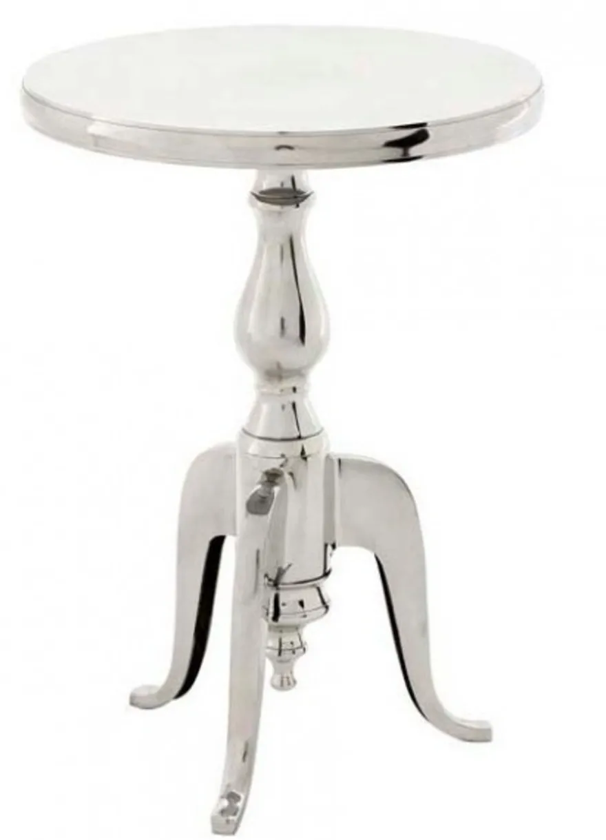 Casa Padrino Designer Luxus Beistelltisch Silver - Edelstahl Hocker, Nickel Finish, 55 cm Höhe, 40 cm Durchmesser