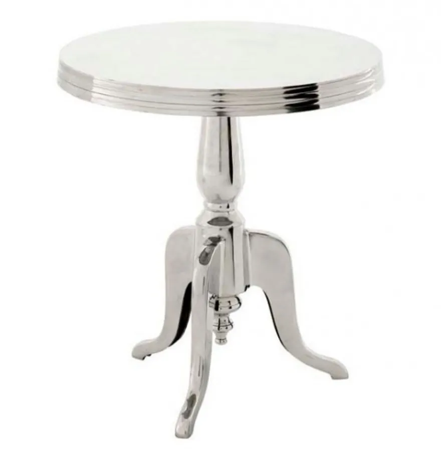 Casa Padrino Designer Luxus Beistelltisch Silver - Edler Edelstahl Hocker in Nickel Finish, Höhe 60 cm, Durchmesser 55 cm
