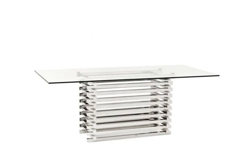 Casa Padrino Designer Luxus Esstisch aus poliertem Edelstahl und Glas, 200 x 90 x H. 76 cm