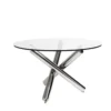 Casa Padrino Designer Luxus Esstisch 120 x H. 75 cm aus poliertem Edelstahl und Glas