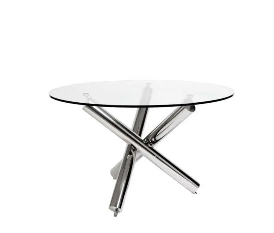 Casa Padrino Designer Luxus Esstisch 120 x H. 75 cm aus poliertem Edelstahl und Glas