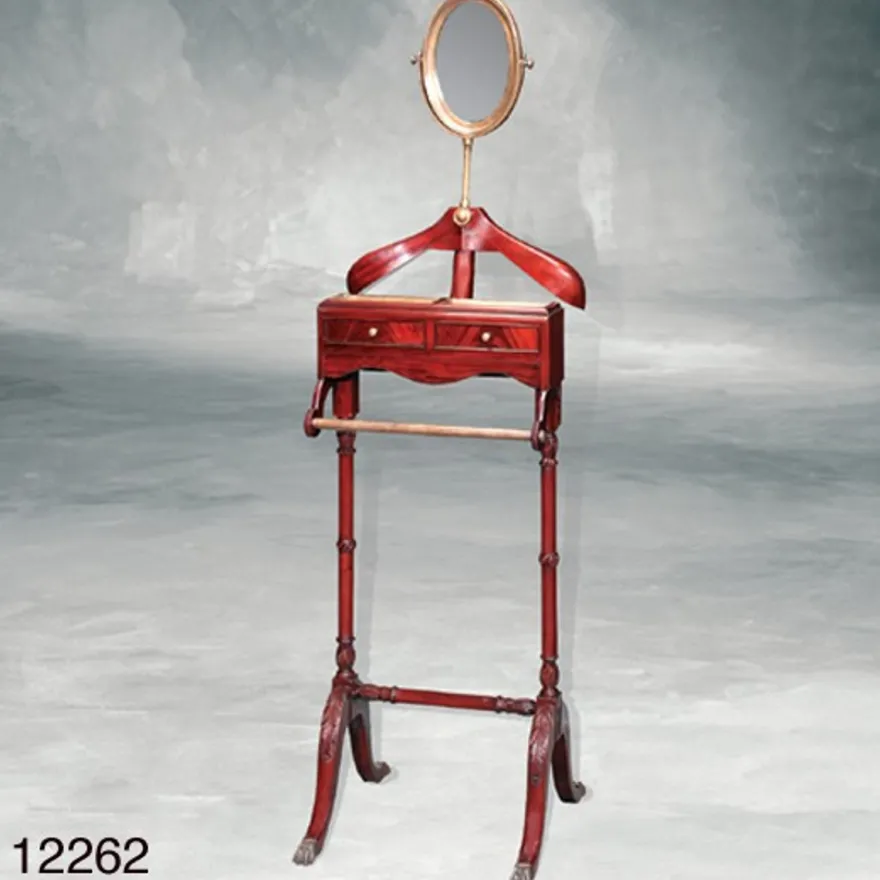 Casa Padrino Designer Luxus Garderoben Ständer Paris aus Mahagoni Holz mit Spiegel - Höhe 107 cm - Kleiderständer im Empire Stil