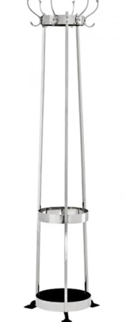 Casa Padrino Designer Luxus Garderobenständer mit Schirmständer Circle Silver - Vernickeltes Aluminium, Silber, 180 cm