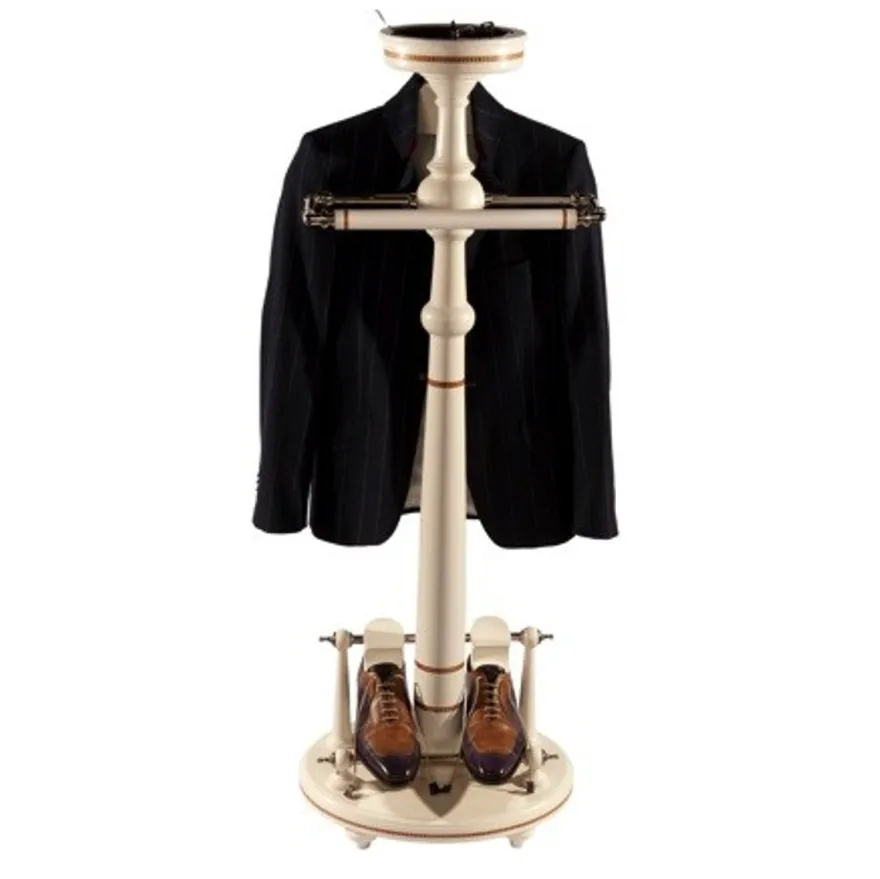 Casa Padrino Designer Luxus Garderoben Ständer New York Banker Stil Weiss - Kleiderständer, Anzugständer, Dressboy, 129 x 47 x 39 cm
