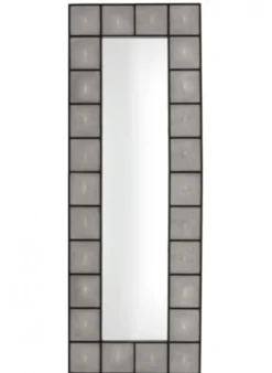 Casa Padrino Designer Luxus Wandspiegel aus Mahagoni Holz in Grau / Schwarz, 80 x H 220 cm