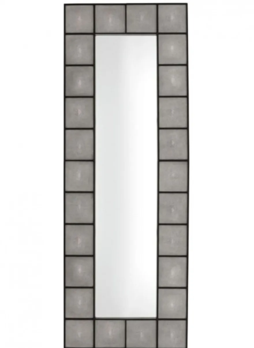 Casa Padrino Designer Luxus Wandspiegel aus Mahagoni Holz in Grau / Schwarz, 80 x H 220 cm