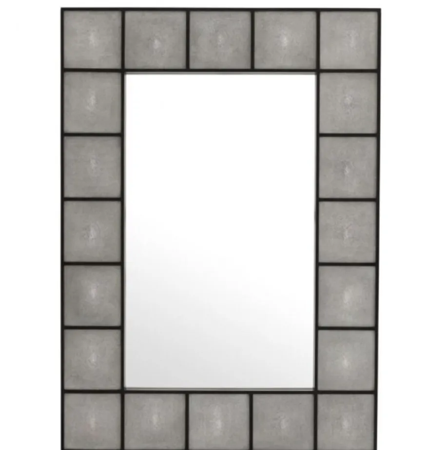Casa Padrino Designer Luxus Wandspiegel aus Mahagoni Holz, Grau / Schwarz, 100 x 140 cm