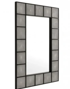 Casa Padrino Designer Luxus Wandspiegel aus Mahagoni Holz, Grau / Schwarz, 100 x 140 cm