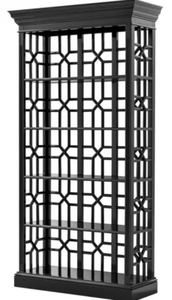 Casa Padrino Designer Mahagoni Regalschrank Piano Schwarz - Luxus Qualität