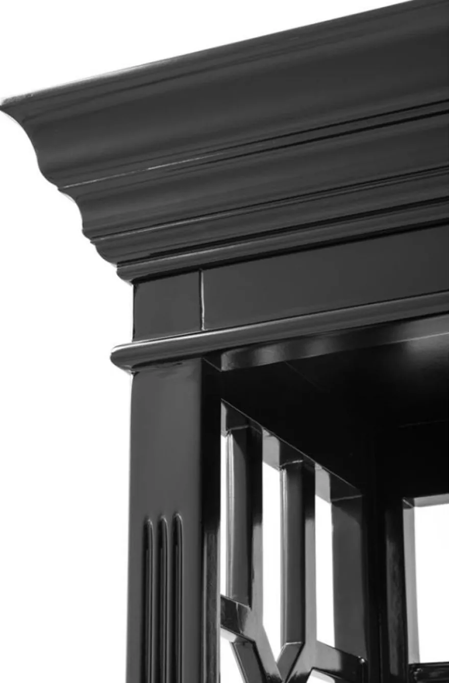 Casa Padrino Designer Mahagoni Regalschrank Piano Schwarz - Luxus Qualität