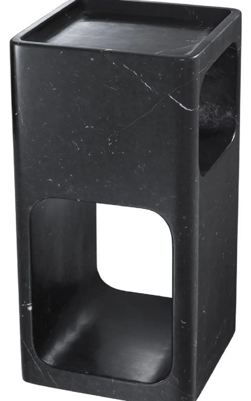 Casa Padrino Designer Marmor Beistelltisch Schwarz 28 x 28 x H. 55 cm - Wohnzimmermöbel - Designer Möbel