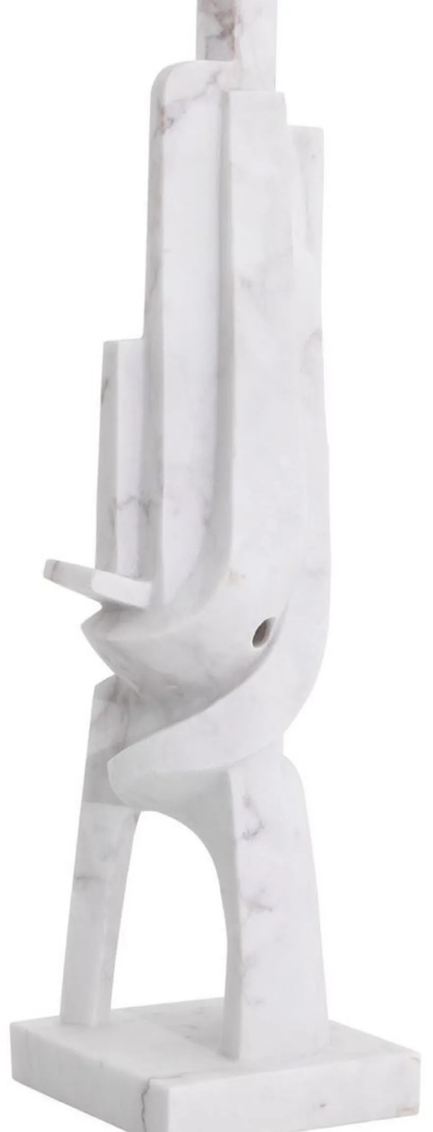 Casa Padrino Designer Marmor Skulptur Weiß 26 x 24 x H. 91 cm - Edle Dekofigur - Marmorfigur - Wohnzimmer Deko Accessoires