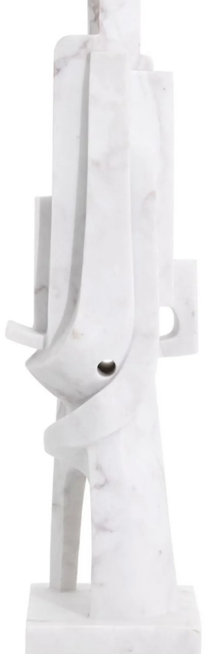 Casa Padrino Designer Marmor Skulptur Weiß 26 x 24 x H. 91 cm - Edle Dekofigur - Marmorfigur - Wohnzimmer Deko Accessoires