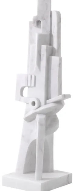 Casa Padrino Designer Marmor Skulptur Weiß 26 x 24 x H. 91 cm - Edle Dekofigur - Marmorfigur - Wohnzimmer Deko Accessoires
