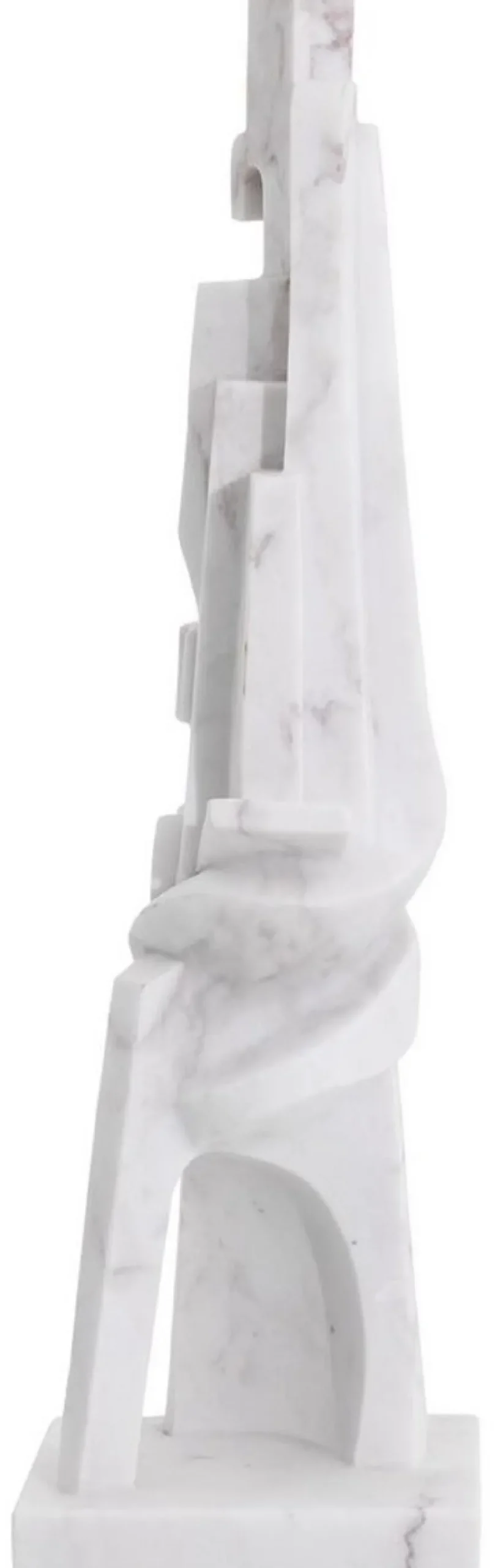 Casa Padrino Designer Marmor Skulptur Weiß 26 x 24 x H. 91 cm - Edle Dekofigur - Marmorfigur - Wohnzimmer Deko Accessoires