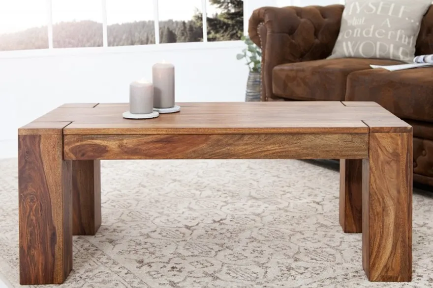 Casa Padrino Designer Massivholz Couchtisch Natur 100 x H. 40 cm - Massivholz - Salon Wohnzimmer Tisch