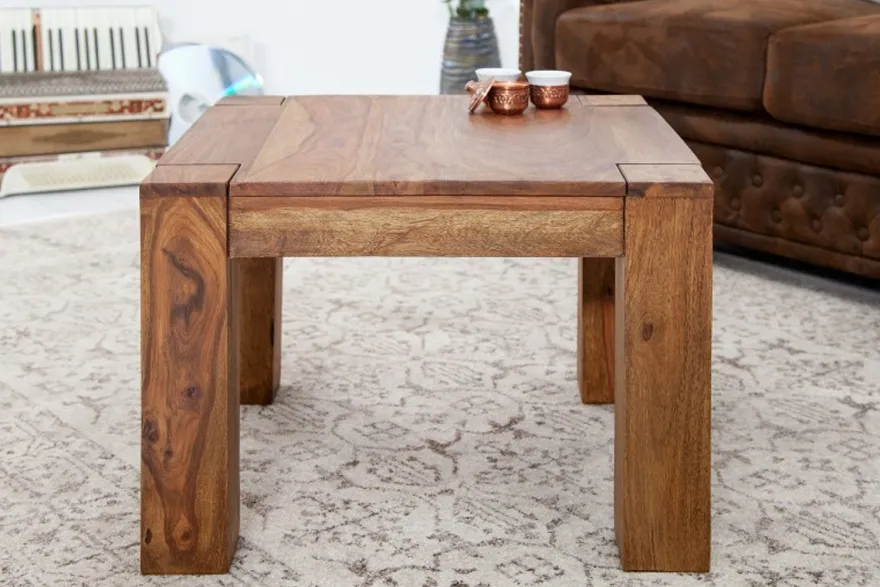 Casa Padrino Designer Massivholz Couchtisch Natur 60 x H. 40 cm - Massivholz - Salon Wohnzimmer Tisch