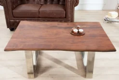 Casa Padrino Designer Massivholz Akazie Couchtisch Natur Braun 120 x H. 45 cm - Salon Wohnzimmer Tisch