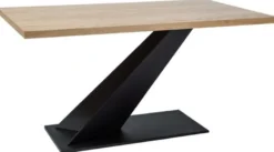 Casa Padrino Designer Massivholz Esstisch Naturfarben / Schwarz 150 x 90 x H. 78 cm - Küchentisch mit massiver Eichenholz Tischplatte - Esszimmermöbel