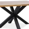 Casa Padrino Designer Massivholz Esstisch Naturfarben / Schwarz - Verschiedene Größen - Küchentisch mit massiver Eichenholz Tischplatte - Küchen Möbel