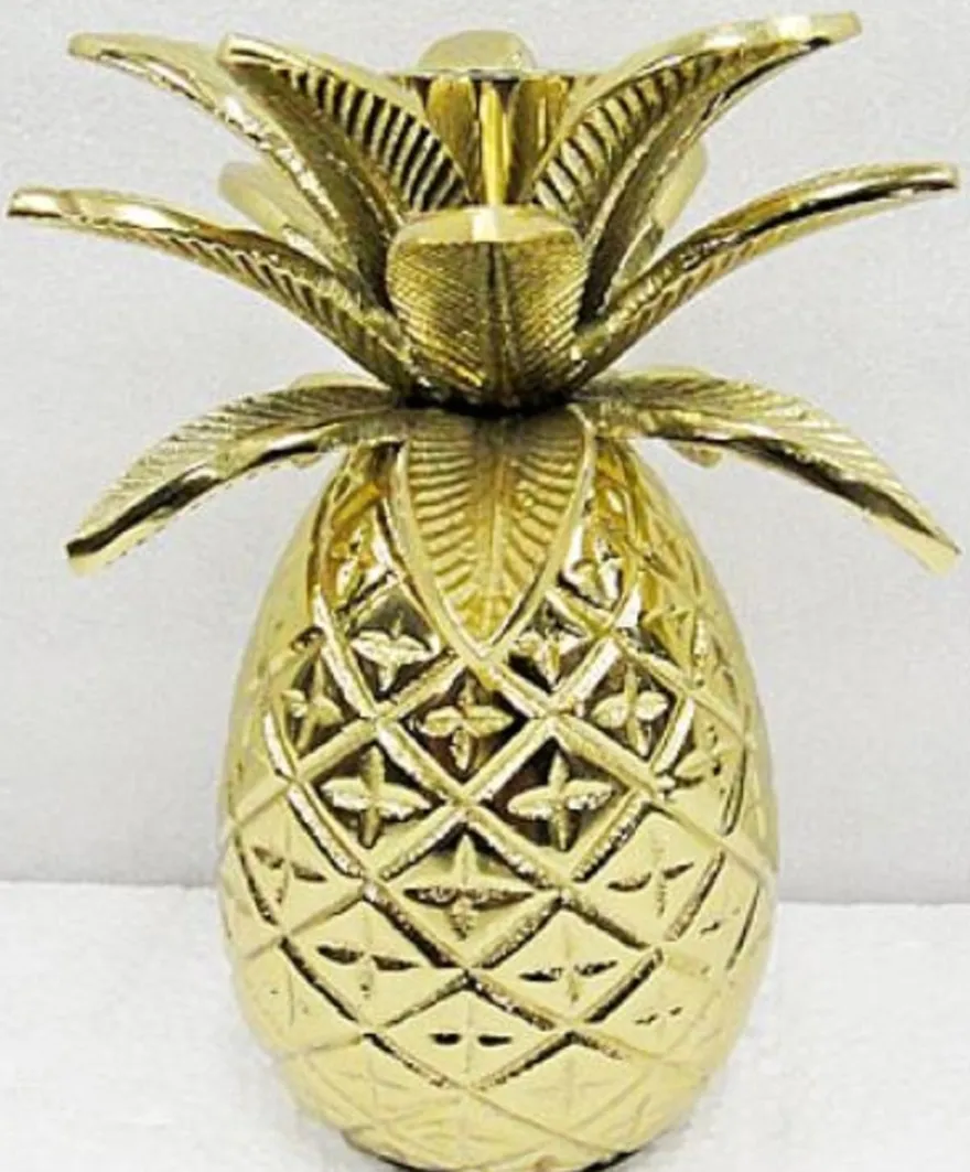 Casa Padrino Designer Messing Kerzenhalter Ananas Gold Ø 12 x H. 15 cm - Luxus Accessoires