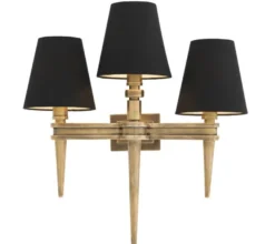Casa Padrino Designer Messing 3er Wandleuchte 46 x 23,5 x H 50 cm - Luxus Wandlampe