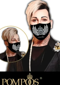 Casa Padrino Designer Mund- und Nasenmaske Glööckler POMPÖÖS Modell Kette aus 100% GOTS Bio-Baumwolle