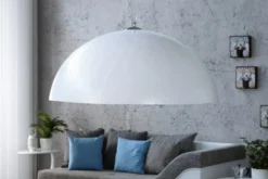 Casa Padrino Designer Pendelleuchte Modern, Edelstahl und Aluminium, Weiß / Silber, Durchmesser 70 cm