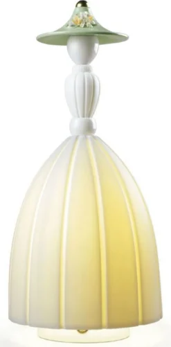 Casa Padrino Designer Porzellan LED Tischleuchte Dame Weiß / Mehrfarbig Ø 17 x H. 37 cm - Luxus Qualität
