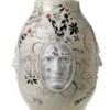 Casa Padrino Designer Porzellan Vase mit Deckel Beige / Mehrfarbig Ø 31 x H. 47 cm - Handgefertigtes & Handbemaltes Luxus Deko Objekt